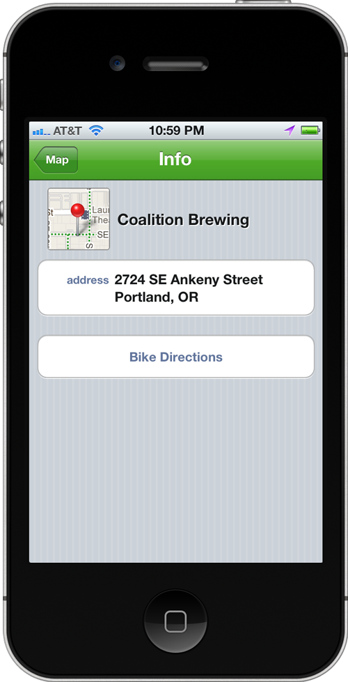 Screenshot of Bike Maps location detail
